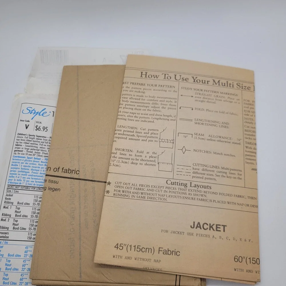 Vintage 1991 Style 1977 Kids Sporty Separates Sewing Pattern Size 4-10 Jacket
